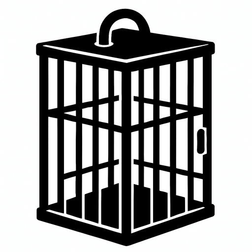black cage.
In-Game asset.  2d.  High contrast.  No shadows