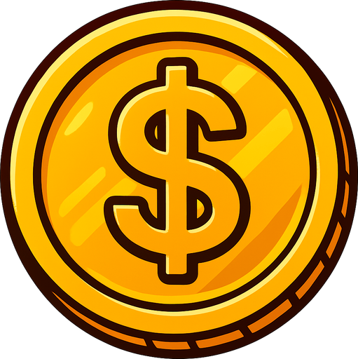 altın dolar.
In-Game asset.  2d.  High contrast.  No shadows