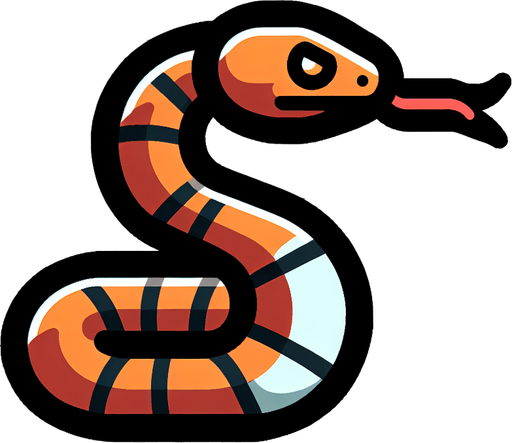 simple snake image. transparent background..
Single Game Texture. In-Game asset. 2d. Blank background. High contrast. No shadows.