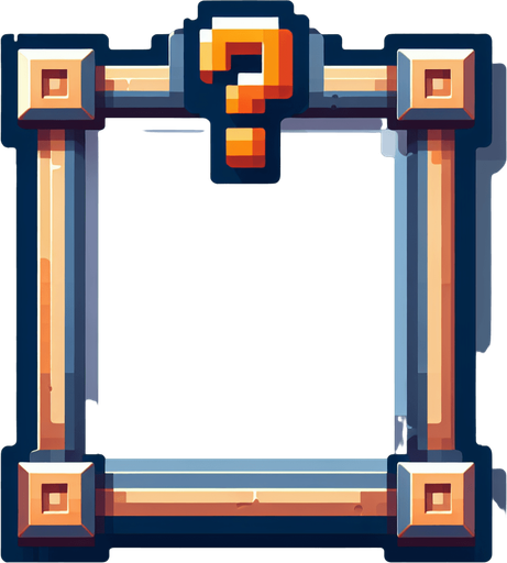 Пустая рамка. Знак вопроса в левом верхнем углу.
Single Game Texture.  In-Game asset.  2d.  Blank background.  High contrast.  No shadows