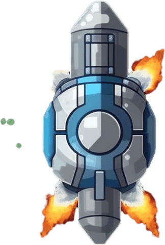 Create a 2D top-down view pixel art image of a bullet for a space shooter game. The bullet should be facing upward, as it will be used as a projectile fired from the hero spaceship towards enemies in the game. The design should be sleek and give off a sense of motion. Please provide the image on a white background.
Game Texture. In-Game asset. 2d. Pixelart. blank background. Low detail. High contrast.