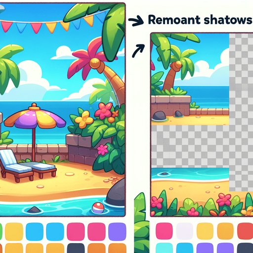 A background image for a puzzle video game depicting the season of summer. Cartoon.
Single Game Texture. In-Game asset. 2d. Blank background. High contrast. No shadows.