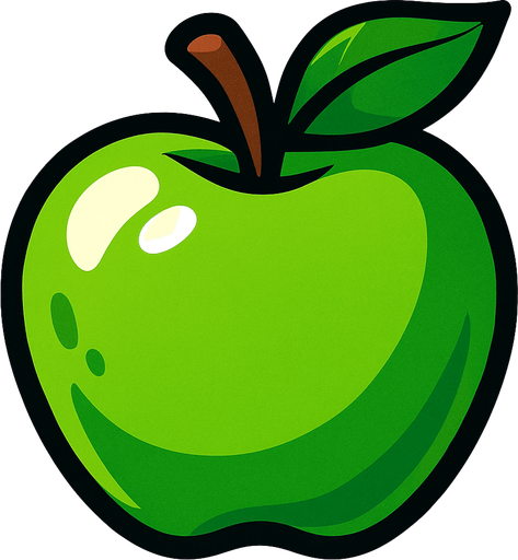 Green apple.
In-Game asset.  2d.  High contrast.  No shadows