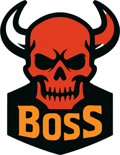 boss logo skull head.
In-Game asset.  2d.  High contrast.  No shadows