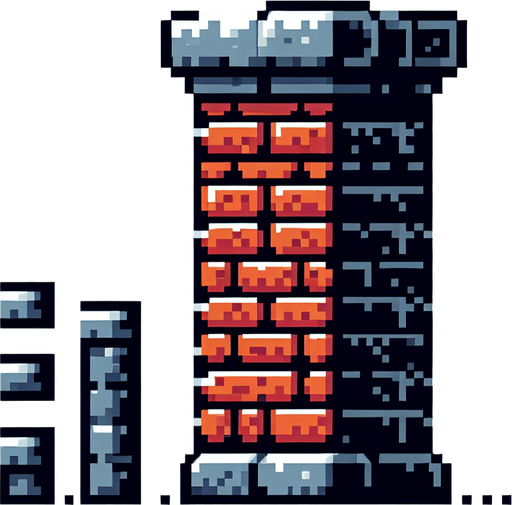 8-bit chimney. in game asset. Single Game Texture. In-Game asset. 2d. Blank background. High contrast. No shadows.