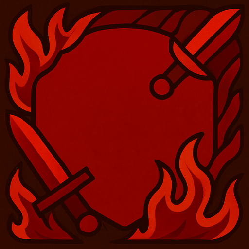 El margen de un botón que indica ataque de un juego de mesa, color rojo sin texto