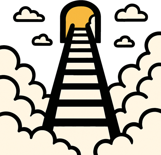escaleras al cielo.
In-Game asset.  2d.  High contrast.  No shadows