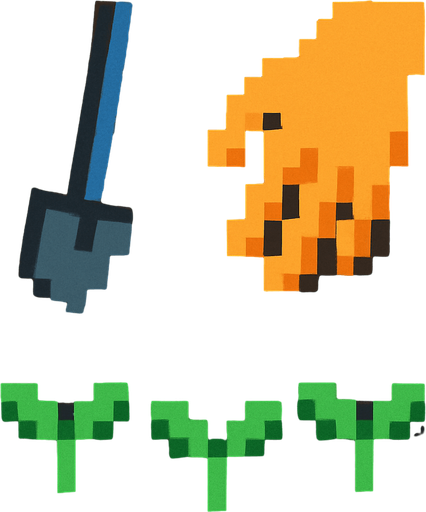 Seeding 2d pixilated topdown.
In-Game asset.  2d.  High contrast.  No shadows