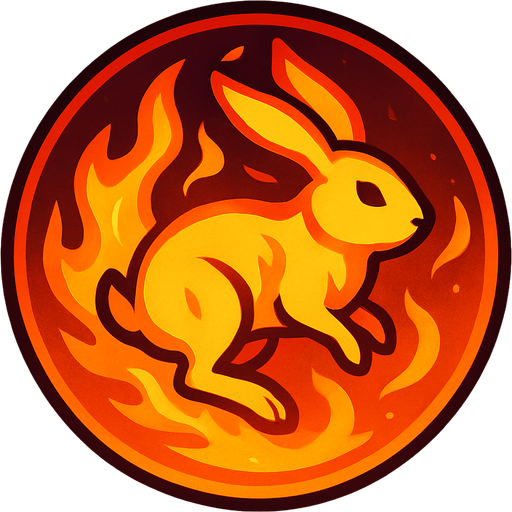 a fire bubble ball with a rabbit on flame.
In-Game asset.  2d.  High contrast.  No shadows