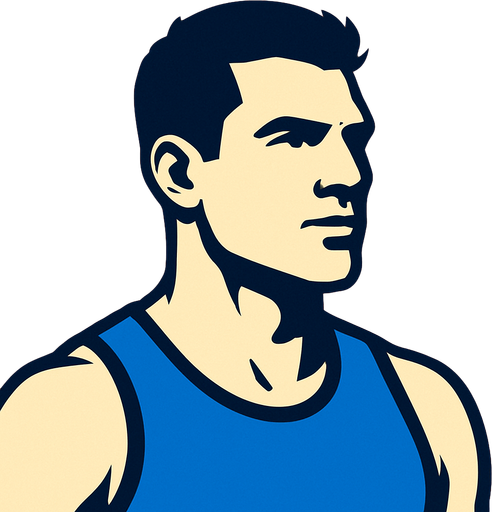 Profile photo of an athlete man.
In-Game asset.  2d.  High contrast.  No shadows