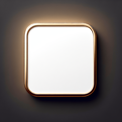 white square with golden rounded corners, in front view.