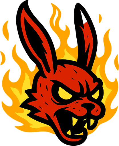 side scroller kepala evil kelinci berapi.
In-Game asset.  2d.  High contrast.  No shadows