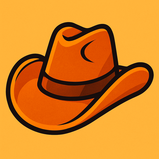 sombrero de vaquero de color naranja.
In-Game asset.  2d.  High contrast.  No shadows