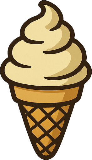 Ice cream cone in professor Layton game style artwork.
In-Game asset.  2d.  High contrast.  No shadows