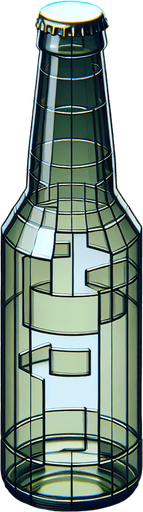vertical exploded glass beer bottle.
Single Game Texture. In-Game asset. 2d. Blank background. High contrast. No shadows.