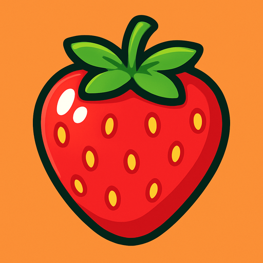 Shiney strawberry vector.
In-Game asset.  2d.  High contrast.  No shadows