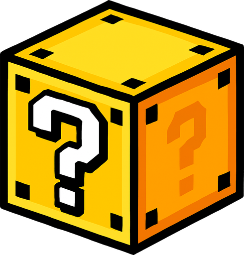 Lucky block.
In-Game asset.  2d.  High contrast.  No shadows