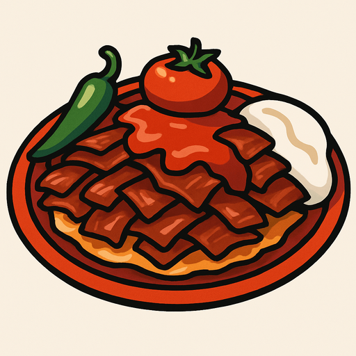 İskender kebap.
In-Game asset.  2d.  High contrast.  No shadows