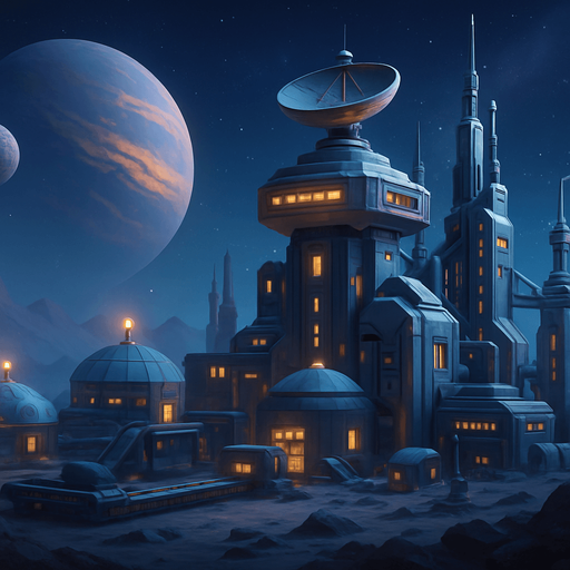 Fullscreen modern App Store landscape banner, 16:9, high definition, for a game titled "Uzay İstasyonu" and with the description "Kendi uzay kolonini kur, kaynakları topla, otomasyon sistemleri geliştir ve diğer kolonilerle stratejik savaşlara girerek galaksinin hakimi ol!". No text on banner!, Uzay istasyonu