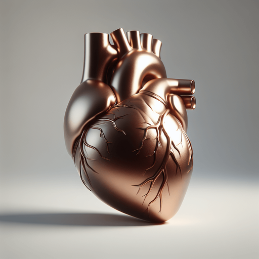 face view of a big bronze heart