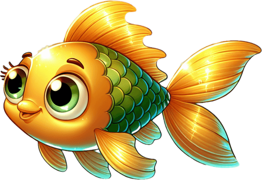 cartoon golden fish.
2D