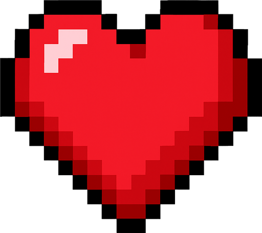 pixel heart.
In-Game asset.  2d.  High contrast.  No shadows