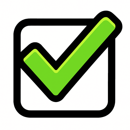 green check.
In-Game asset.  2d.  High contrast.  No shadows