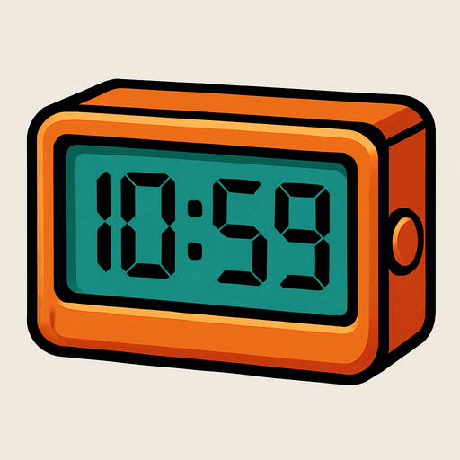 a closed digital clock.
In-Game asset.  2d.  High contrast.  No shadows
