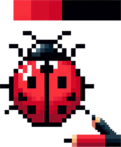 pixelart of a ladybug.
White background, high contrast, shadowless.