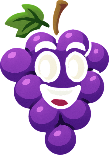 Grape 
with face.
In-Game asset.  2d.  High contrast.  No shadows