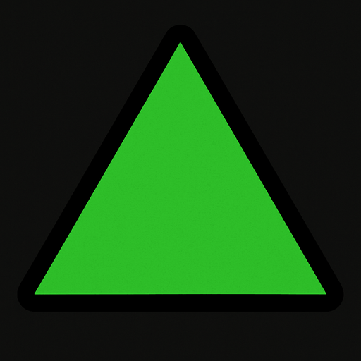 Bana yeşil bir üçgen yap.
In-Game asset.  2d.  High contrast.  No shadows