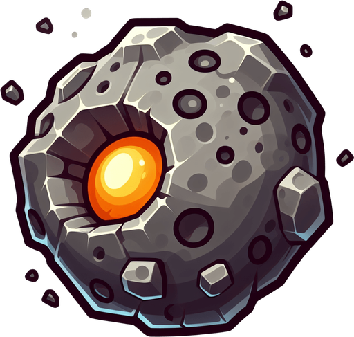 一颗陨石，卡通风格.
Single Game Texture. In-Game asset. 2d. Blank background. High contrast. No shadows.