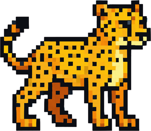Pixel Cheetah.
In-Game asset.  2d.  High contrast.  No shadows