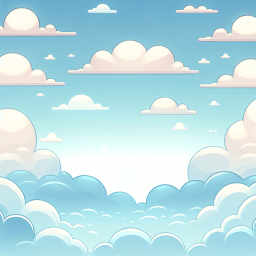 A soft gradient sky transitioning from light blue to white, with subtle fluffy clouds scattered across. The style should be cartoonish and visually appealing.".
Single Game Texture.  In-Game asset.  2d.  Blank background.  High contrast.  No shadows