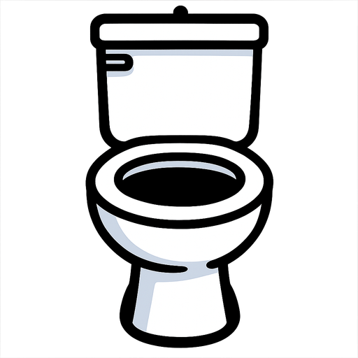 A white toilet facing toward.
In-Game asset.  2d.  High contrast.  No shadows