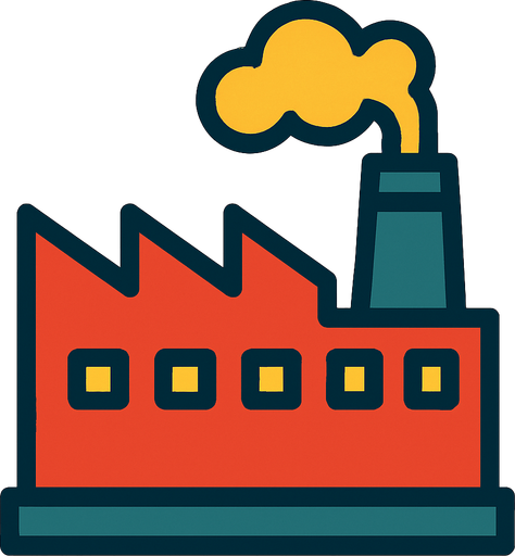 Factory.
In-Game asset.  2d.  High contrast.  No shadows