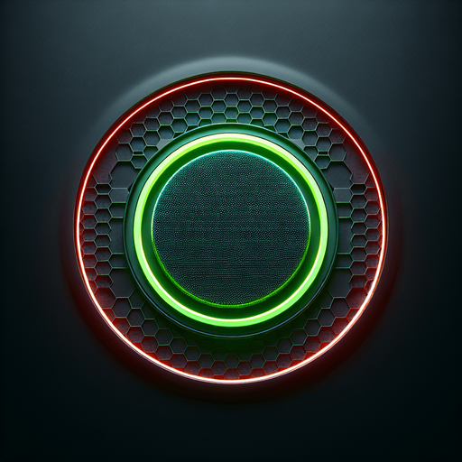 PHOTOREALISTIC Simple black circular arena with honeycomb pattern. 
In the center is a neon green circle with a circle colored red along the edge. 
TOP VIEW.