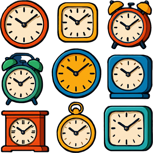 Pack of different clocks.
In-Game asset.  High contrast.  No shadows. 3D