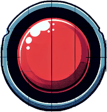 A spritesheet showing only 2 sprites, of the unpressed and pressed states of a BIG RED BUTTON respectively . The sprites in the sheet should be laid out with transparent space between them in clearly defined rectangular areas. The button itself should be large and round, like on old arcade game machines, with a plastic inset around it, and when it's pressed down, it should appear lower relative to that plastic ring, so that it is visibly easy to distinguish between the pressed down and unpressed state..
Single Game Texture. In-Game asset. 2d. Blank background. High contrast. No shadows.