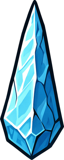 bu bir buz parçası. uzun sivri bir koni gibi.
In-Game asset.  2d.  High contrast.  No shadows