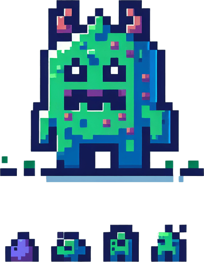 Pixel Art 2D Monster Character. In-Game asset. 2d. Blank background.
