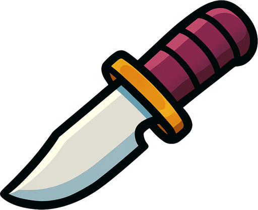 Knife 2d game.
In-Game asset.  2d.  High contrast.  No shadows