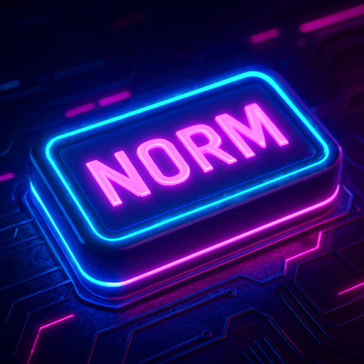 neon cyberpunk glowing NORM button blue pink futuristic videogame