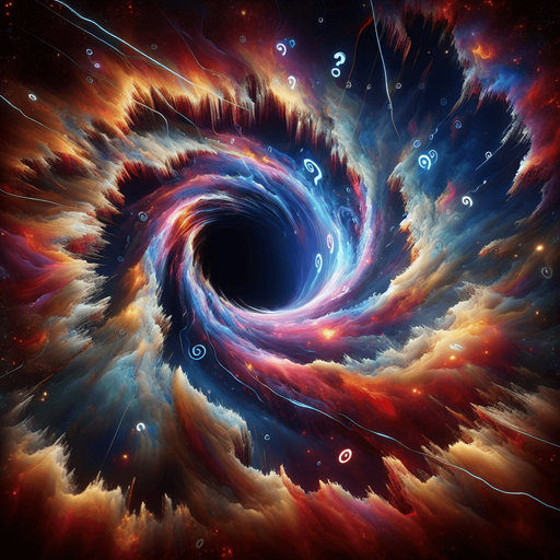 A jagged tear or swirling vortex in space, leaking multi-colored, chaotic energy. Could incorporate shifting, abstract symbols or question marks within the rift..
Single Game Texture.  In-Game asset.  2d.  Blank background.  High contrast.  No shadows