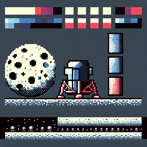 8-bit. Lunar Lander. 2d. various options per image. Single Game Texture. In-Game asset. 2d. Blank background. High contrast. No shadows..
Single Game Texture. In-Game asset. 2d. Blank background. High contrast. No shadows.
