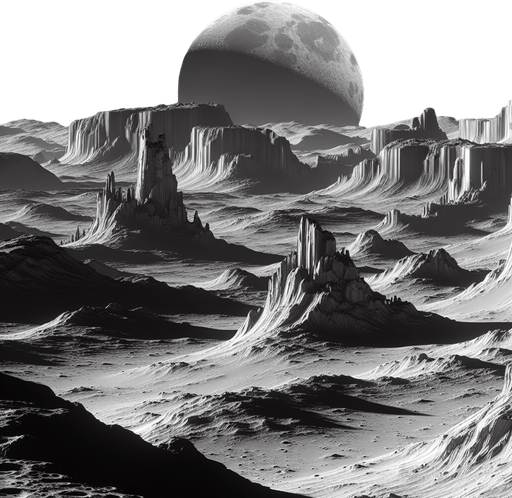 footage of moon surface.
Single Game Texture.  In-Game asset.  2d.  Blank background.  High contrast.  No shadows