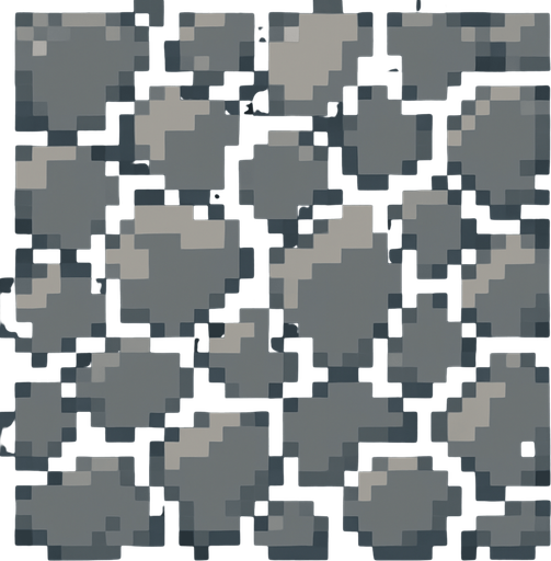 Make a 2D top down flat image of pixelated stone.
In-Game asset.  2d.  High contrast.  No shadows