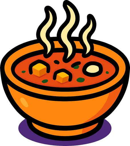 Soupe.
In-Game asset.  2d.  High contrast.  No shadows