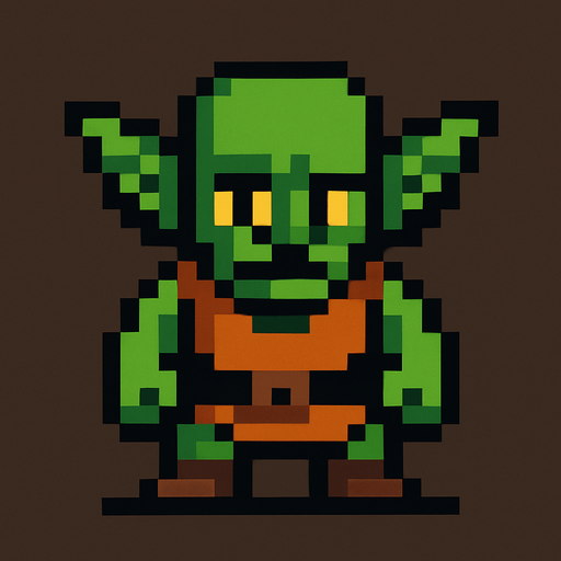 pixel art goblin.
In-Game asset.  2d.  High contrast.  No shadows