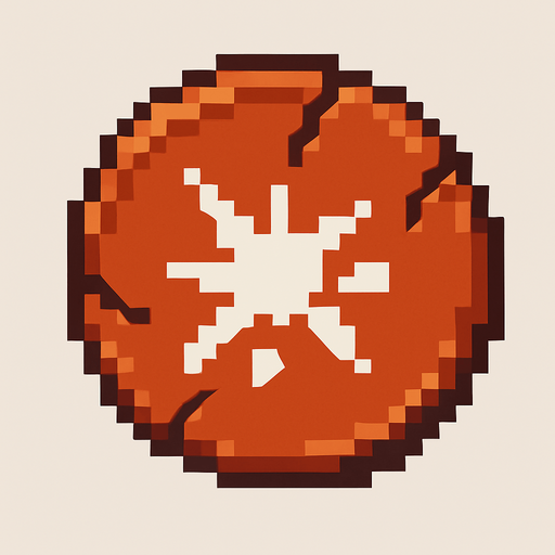 pixel art circle damage button with symbols and no letters.
In-Game asset.  2d.  High contrast.  No shadows